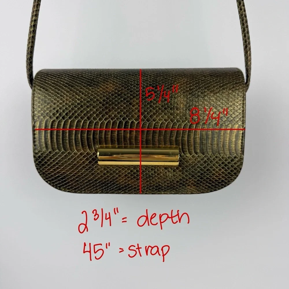 Vintage Faux Snakeskin Crossbody Purse – Gold Hardware, Magnetic Snap Closure - Picture 10 of 10